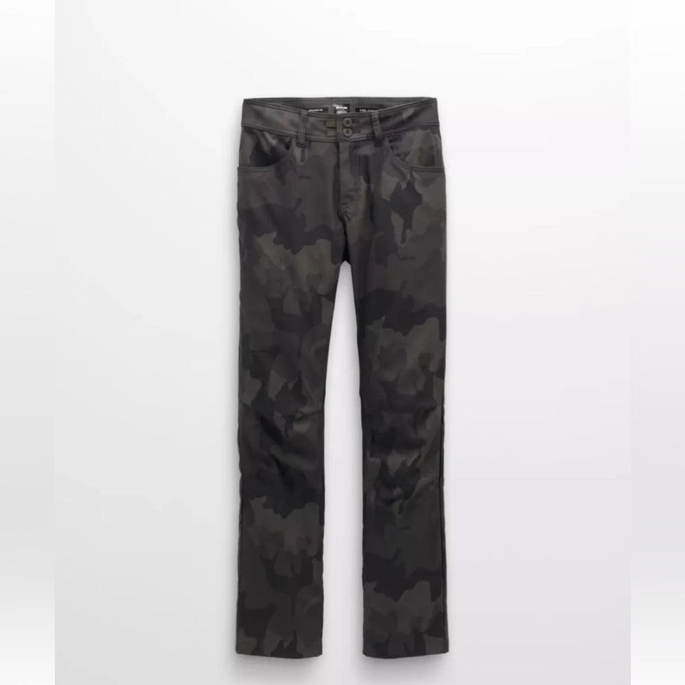 NWT prAna HALLE PANT II CONVERTIBLE ROLL UP STANDARD FIT SZ 12R Charcoal Camo